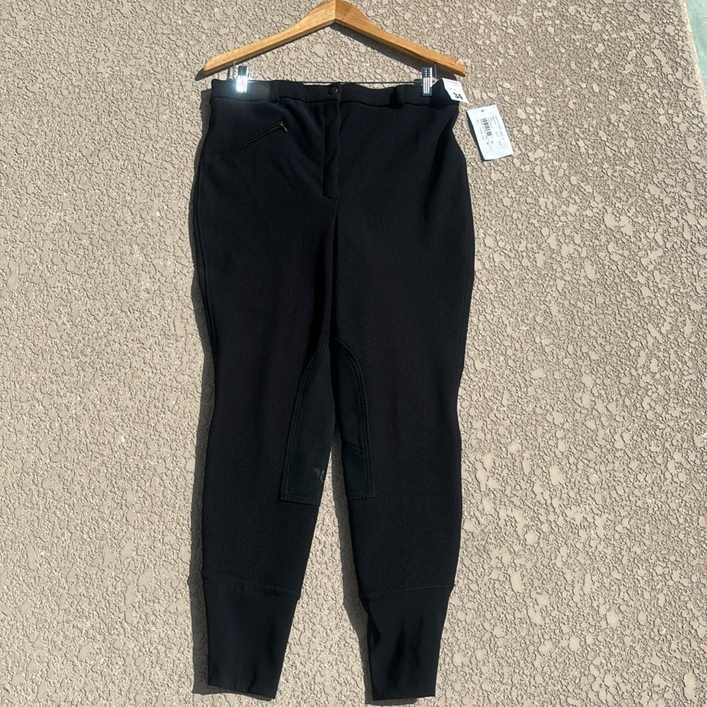 Tuff Rider Women’s Breeches Ribbed Equestrian Black Riding Pants Size 34 NWT